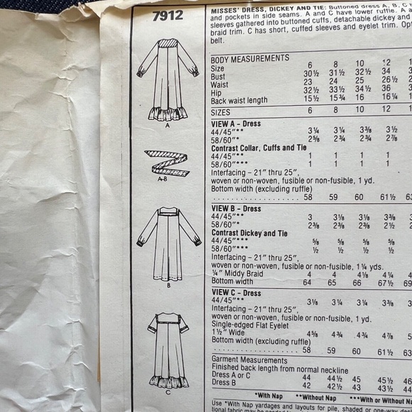 McCalls Pattern Laura Ashley Sailor Style Dress Ruffle Button Up 7912 Size 12 - Picture 4 of 4